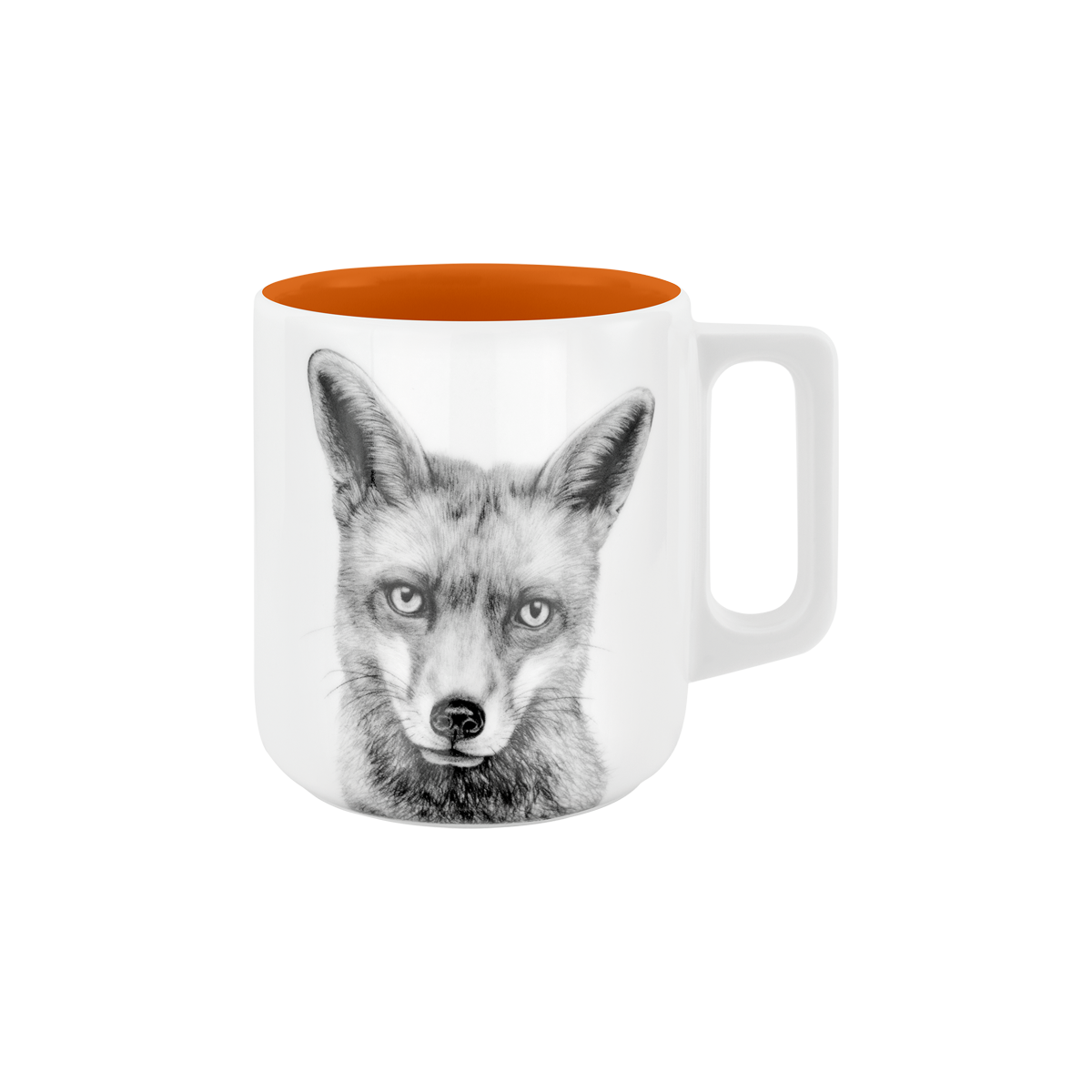 becher mit henkel . innen farbig . fuchs .