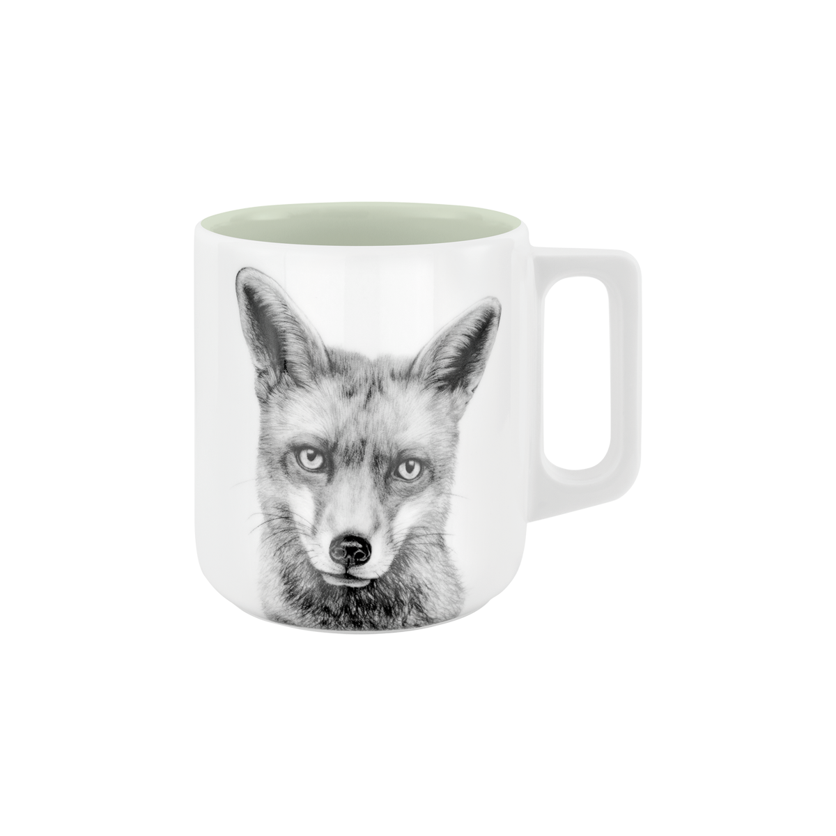 becher mit henkel . innen farbig . fuchs .