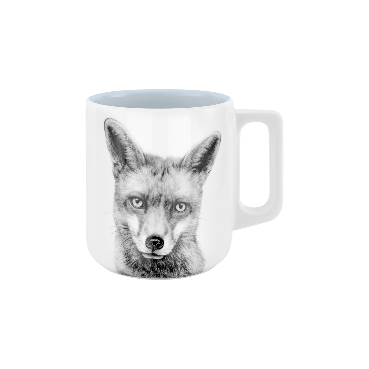 becher mit henkel . innen farbig . fuchs .
