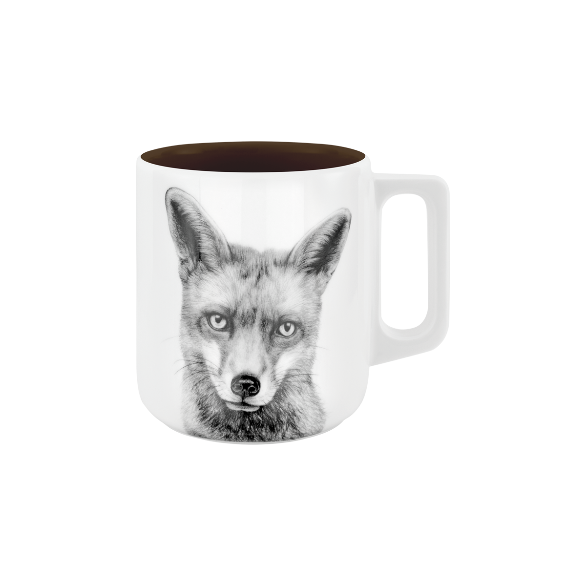 becher mit henkel . innen farbig . fuchs .
