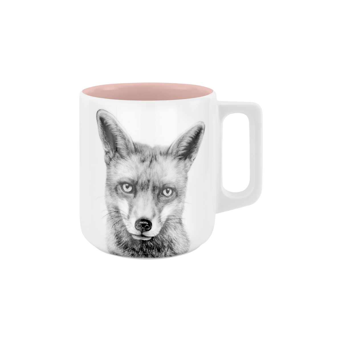 becher mit henkel . innen farbig . fuchs .