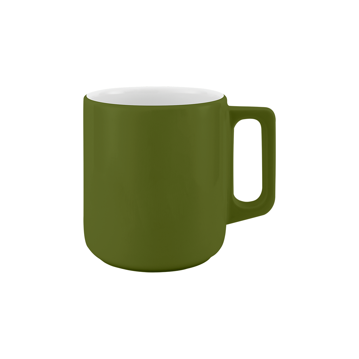 becher mit henkel . handgespritzt außen .