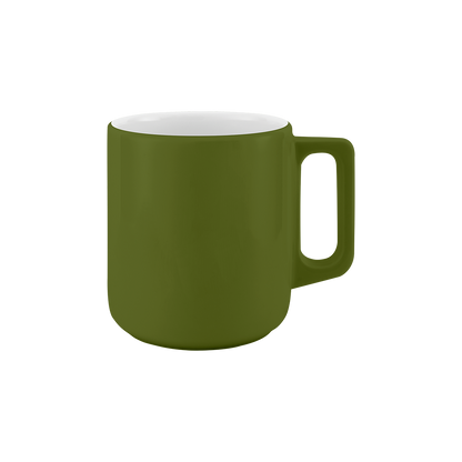becher mit henkel . handgespritzt außen .