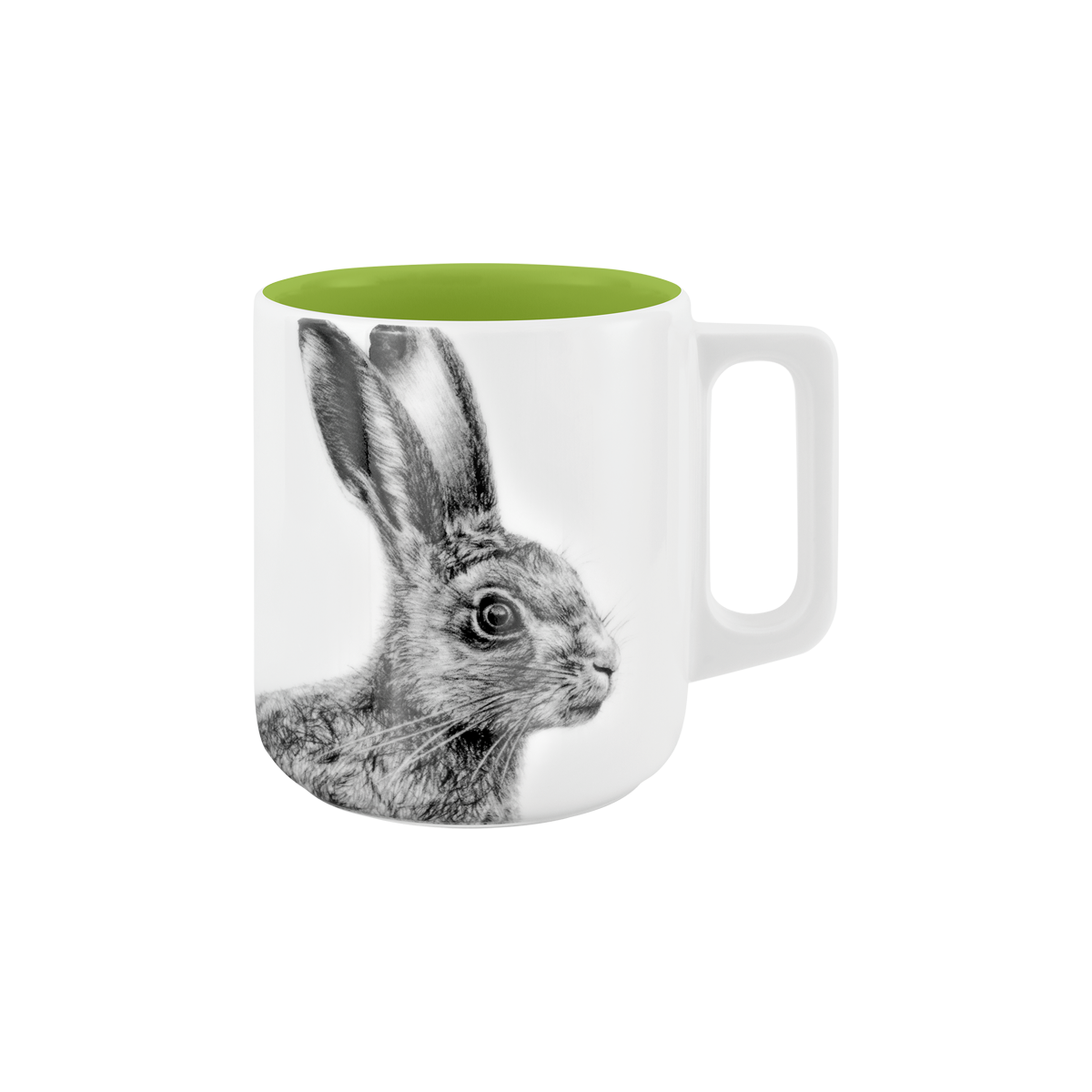 becher mit henkel 370 . innen farbig . hase .