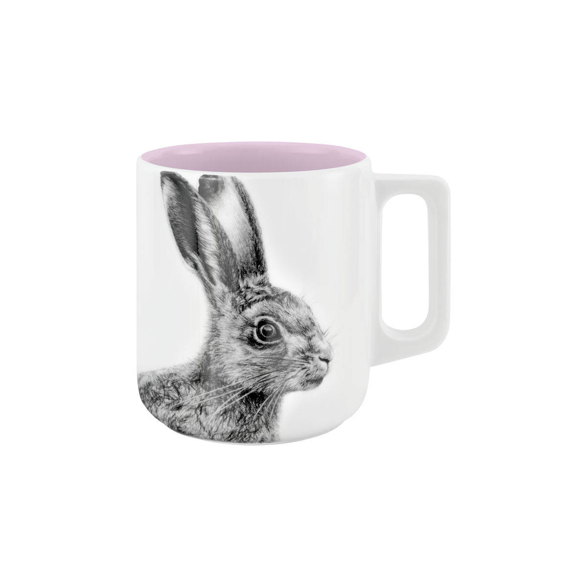becher mit henkel . innen farbig . hase .