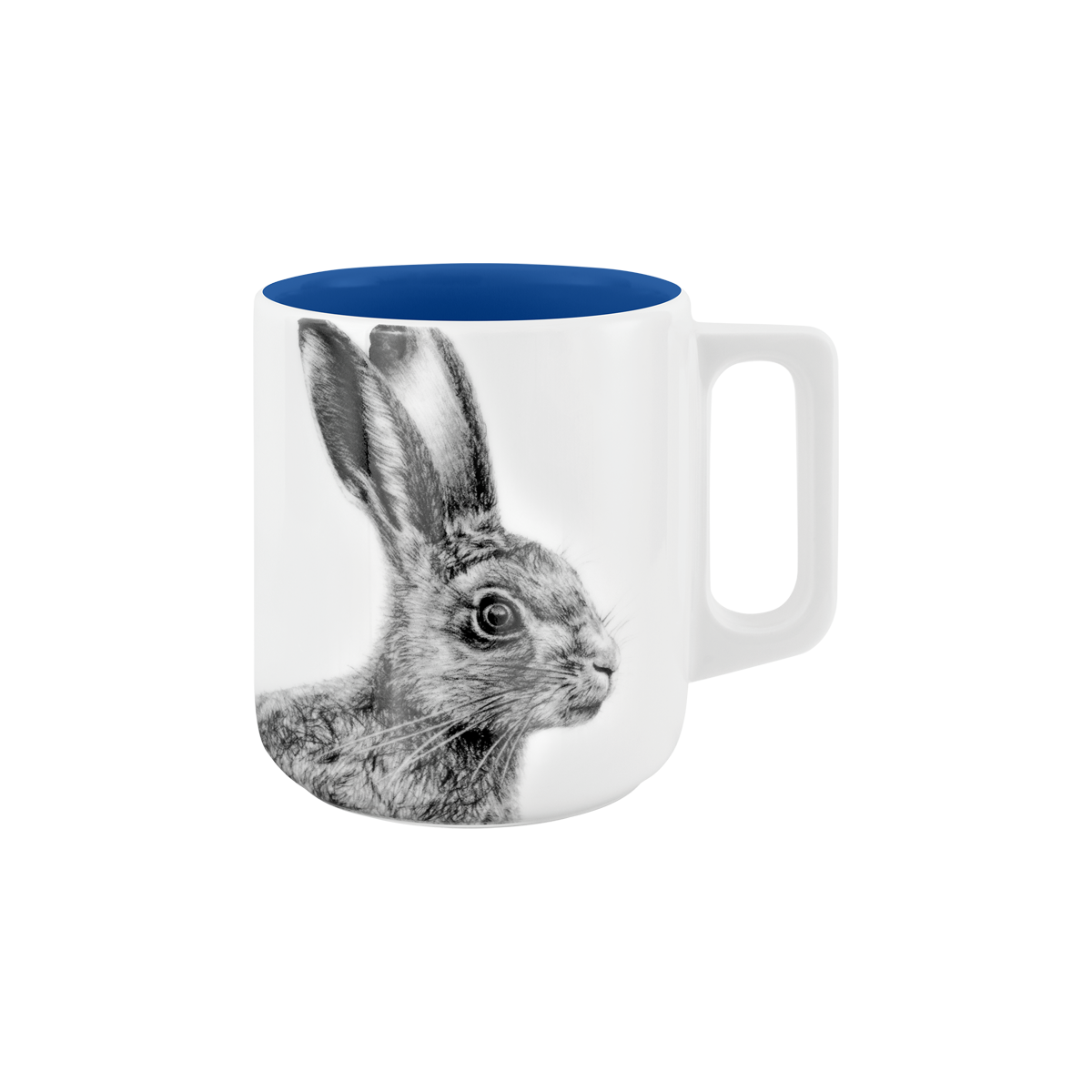 becher mit henkel . innen farbig . hase .