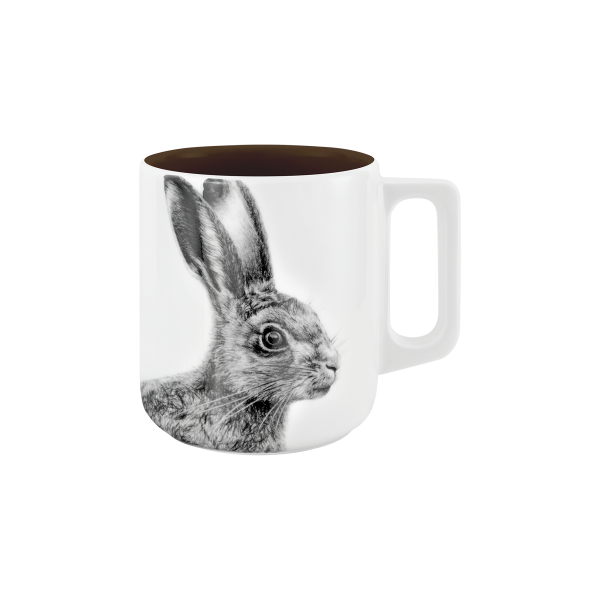 becher mit henkel . innen farbig . hase .