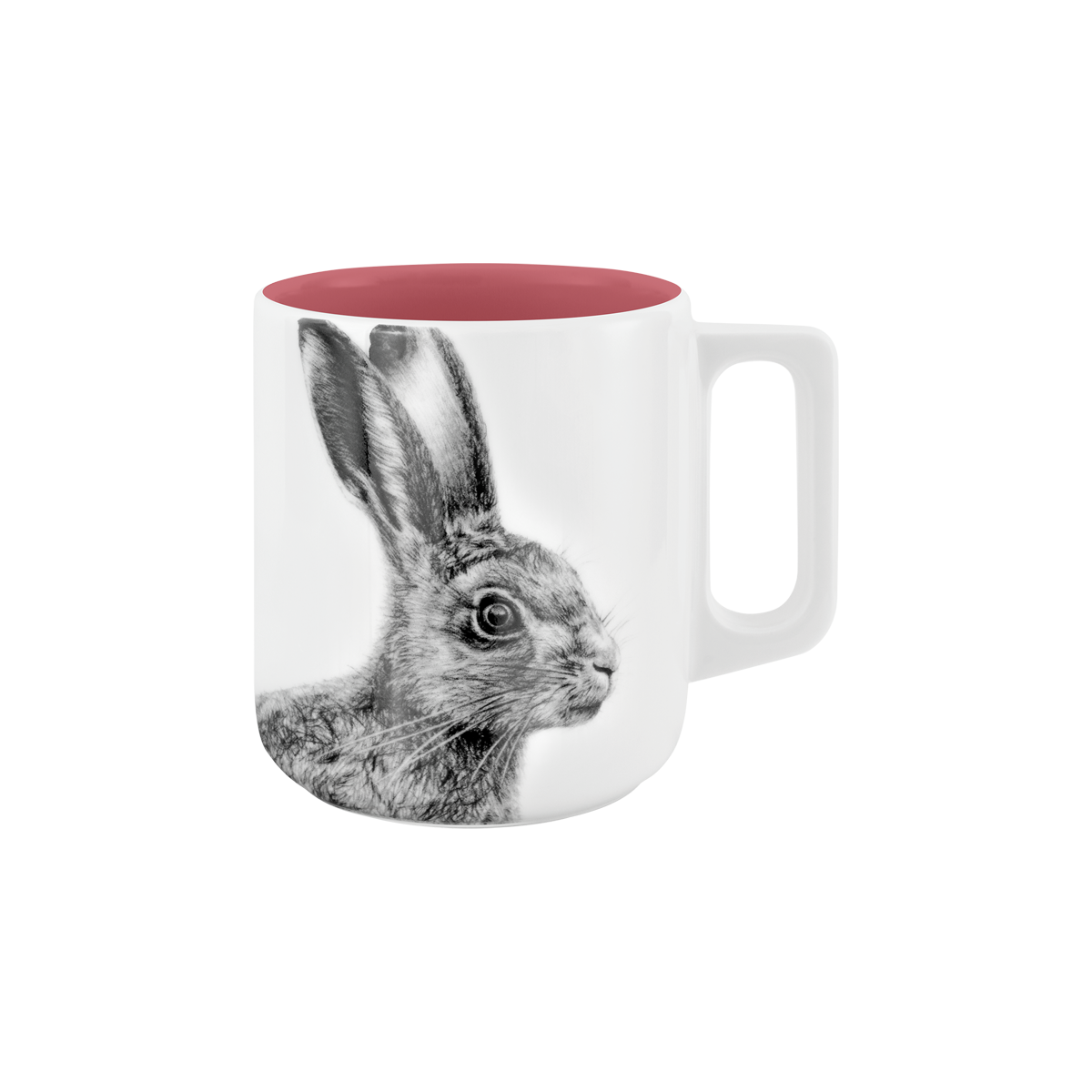 becher mit henkel . innen farbig . hase .