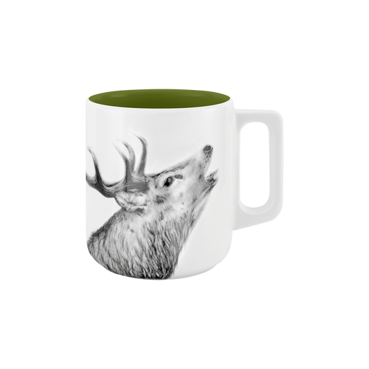 becher mit henkel 370 . innen farbig . hirsch .