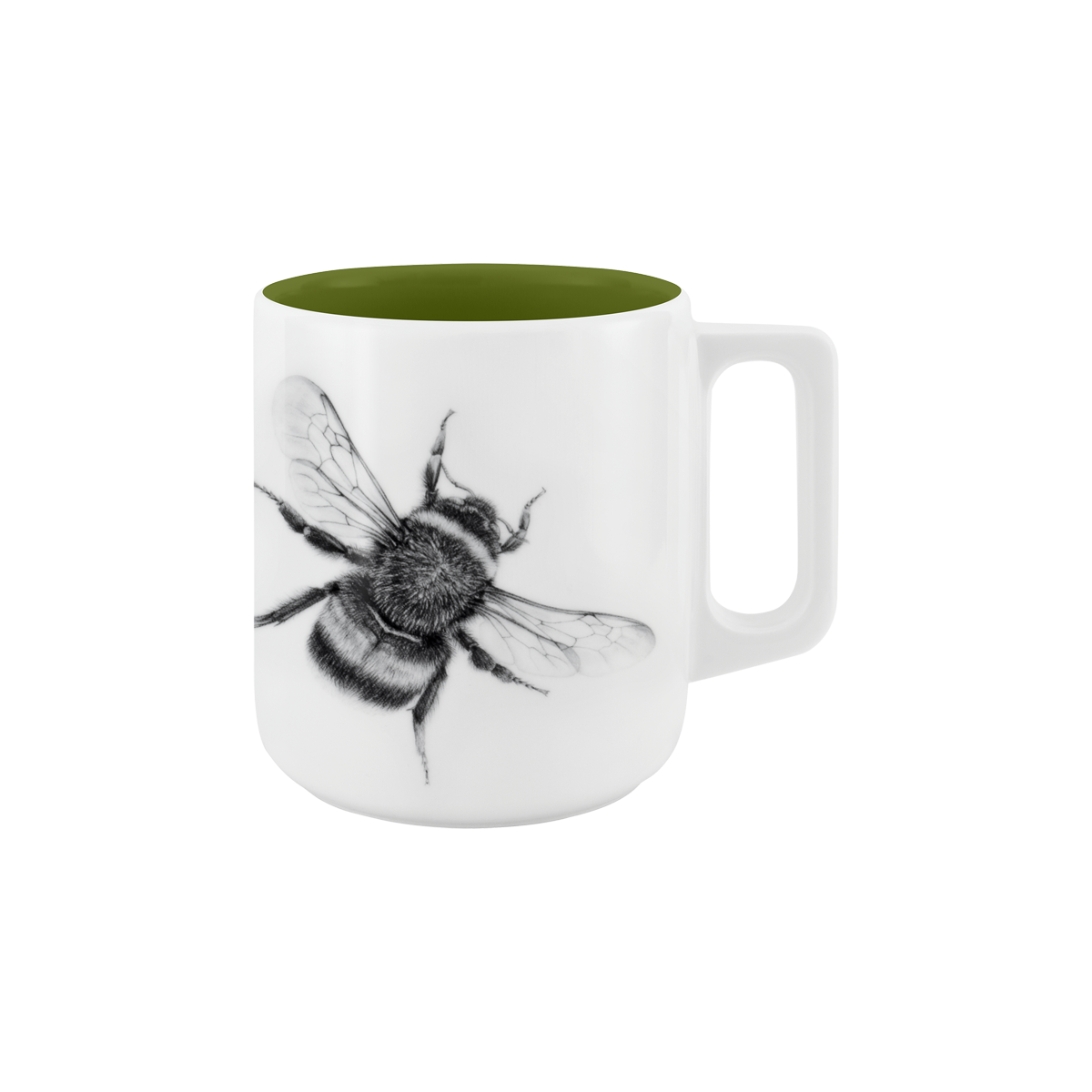 becher mit henkel . innen farbig . hummel .