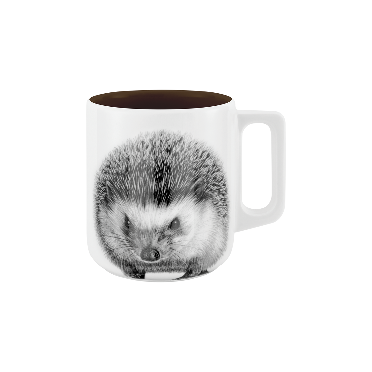 becher mit henkel . innen farbig . igel .