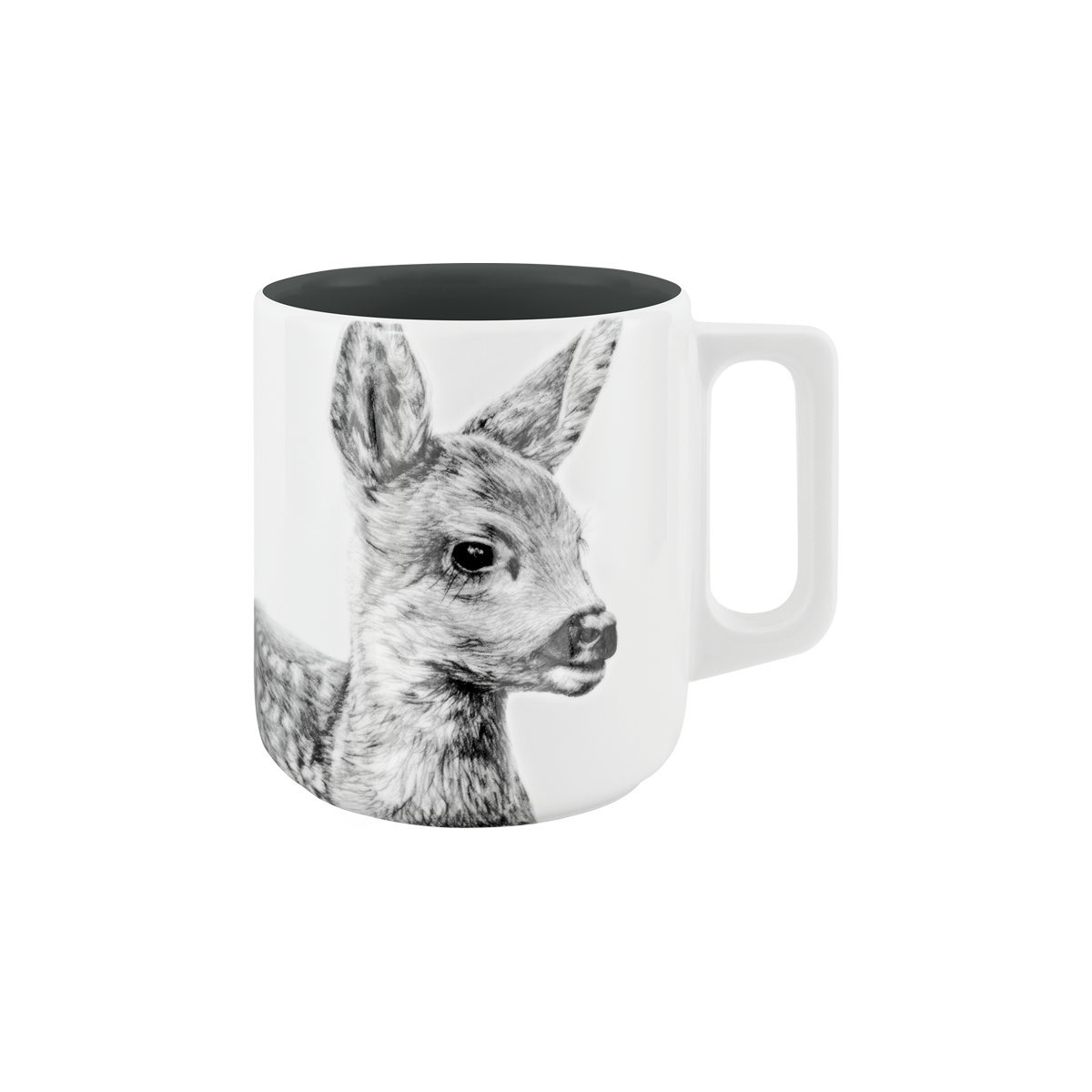 becher mit henkel . innen farbig . kitz .
