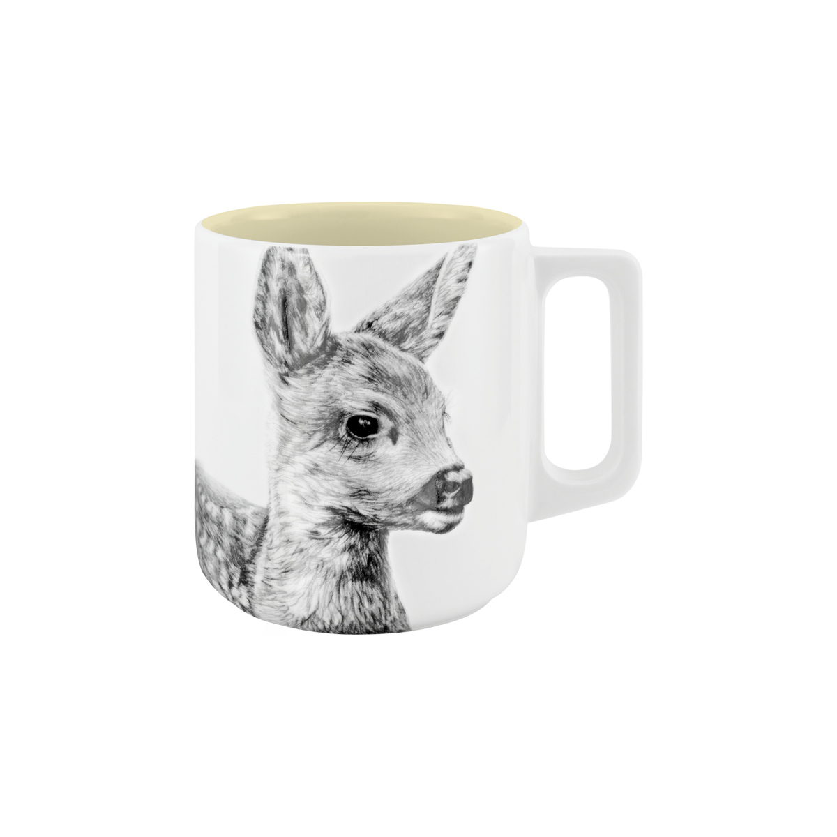 becher mit henkel . innen farbig . kitz .