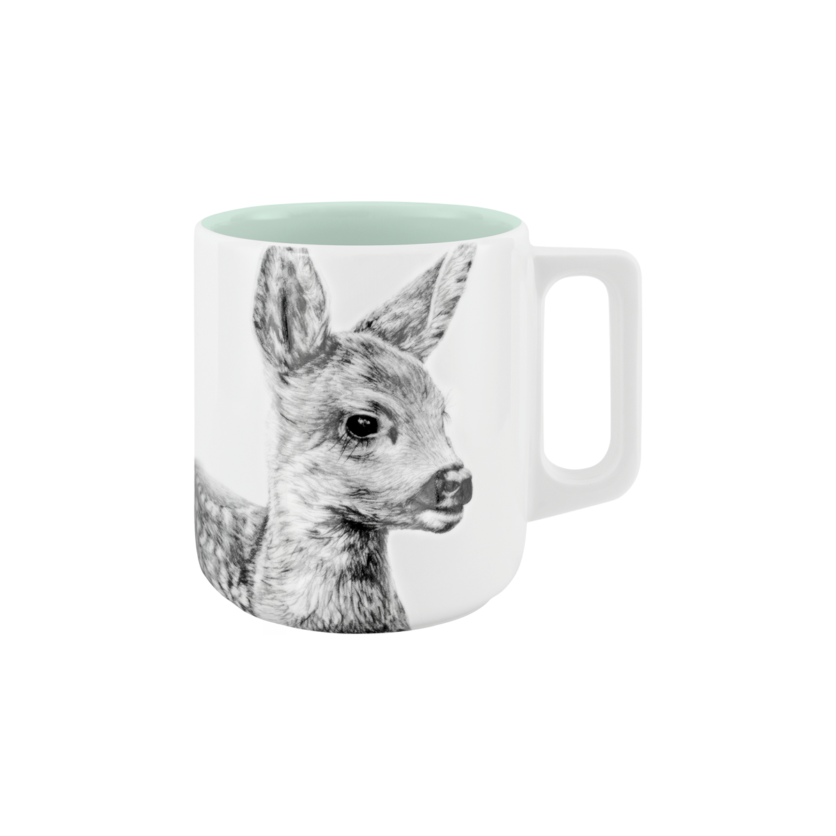becher mit henkel . innen farbig . kitz .