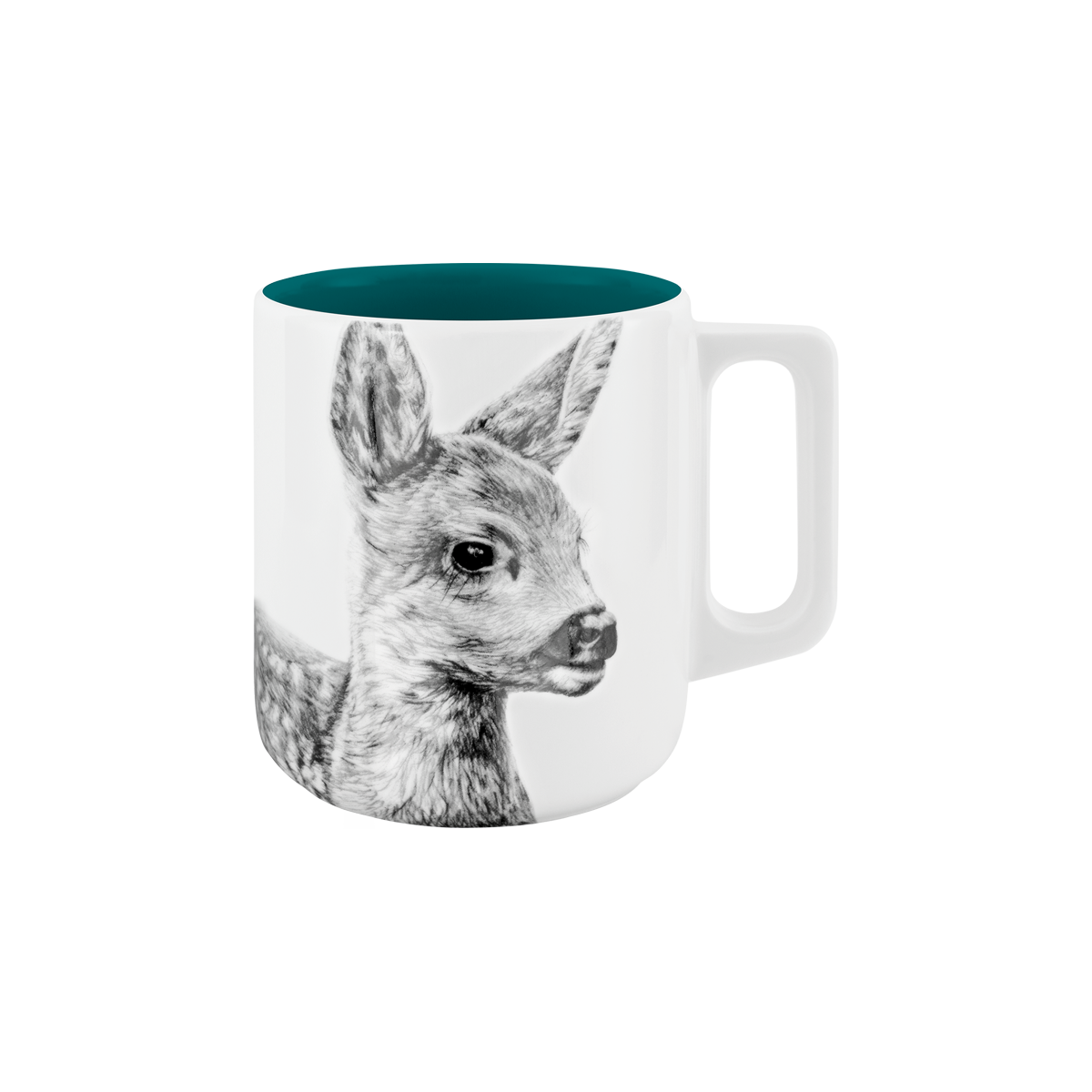 becher mit henkel . innen farbig . kitz .