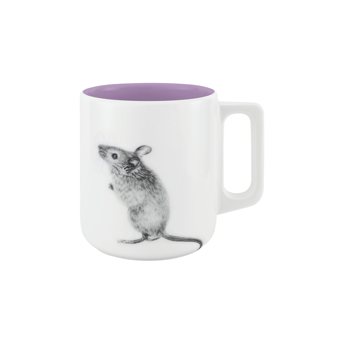 becher mit henkel . innen farbig . maus .