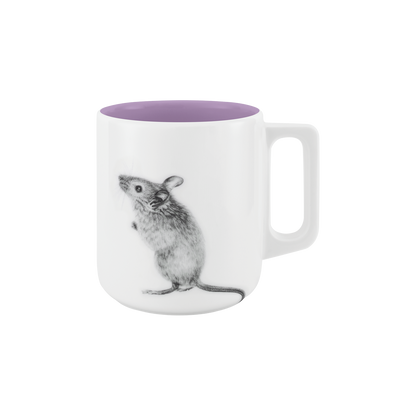 becher mit henkel . innen farbig . maus .