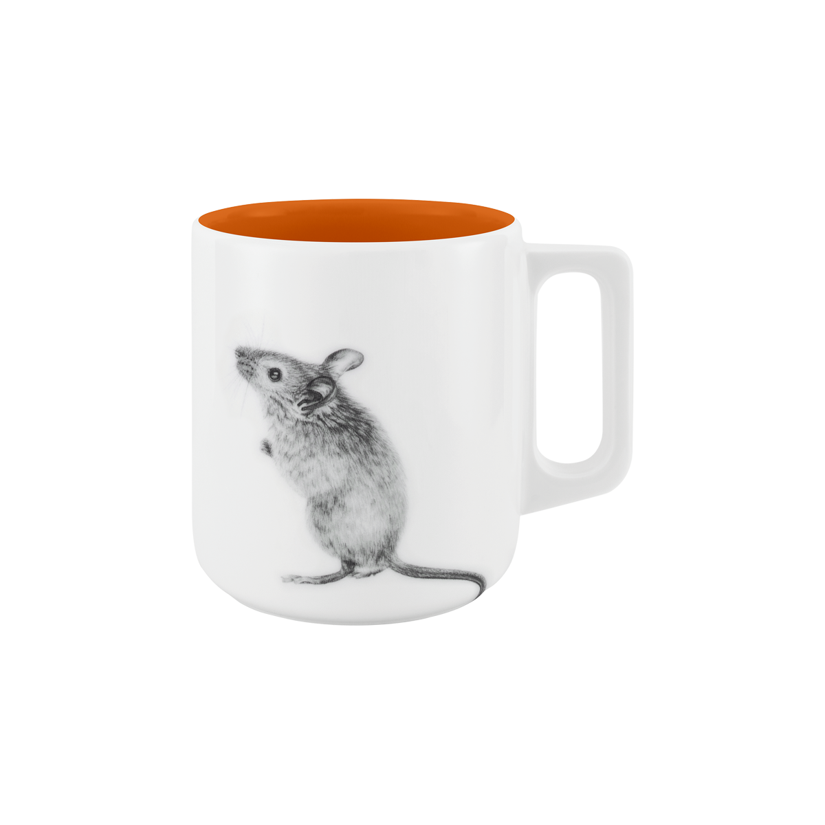 becher mit henkel . innen farbig . maus .