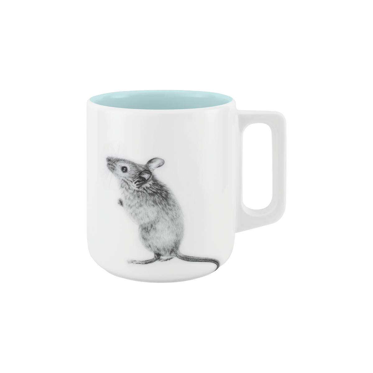 becher mit henkel . innen farbig . maus .