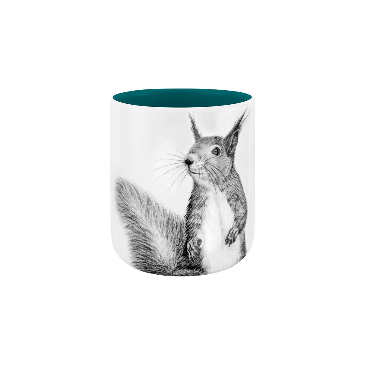 becher ohne henkel . innen farbig . eichhörnchen .