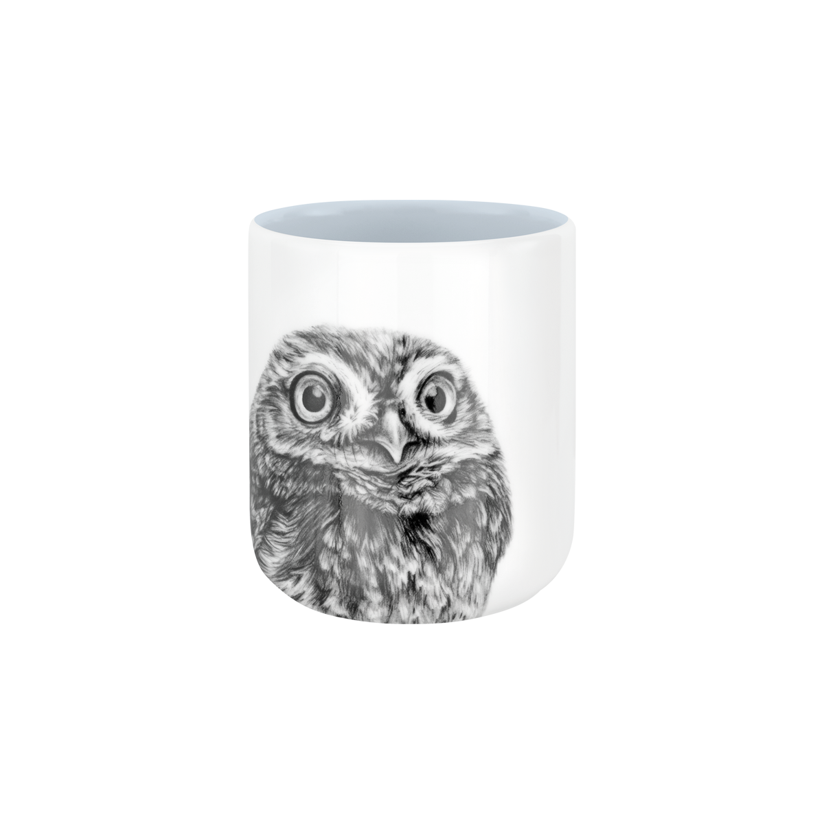 becher ohne henkel . innen farbig . eule .