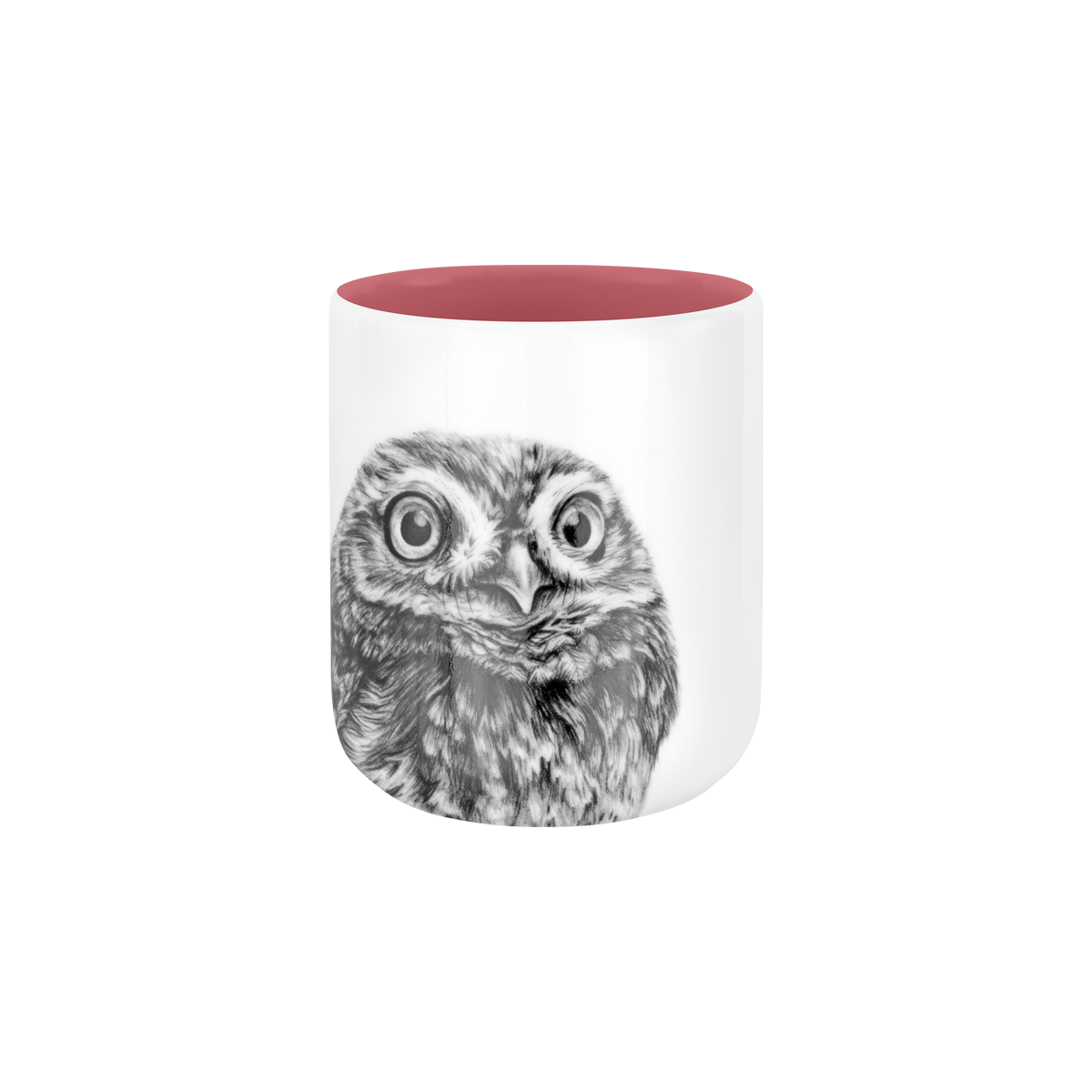 becher ohne henkel . innen farbig . eule .