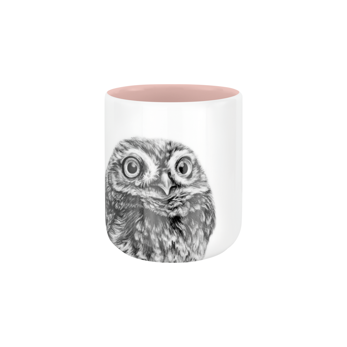 becher ohne henkel . innen farbig . eule .