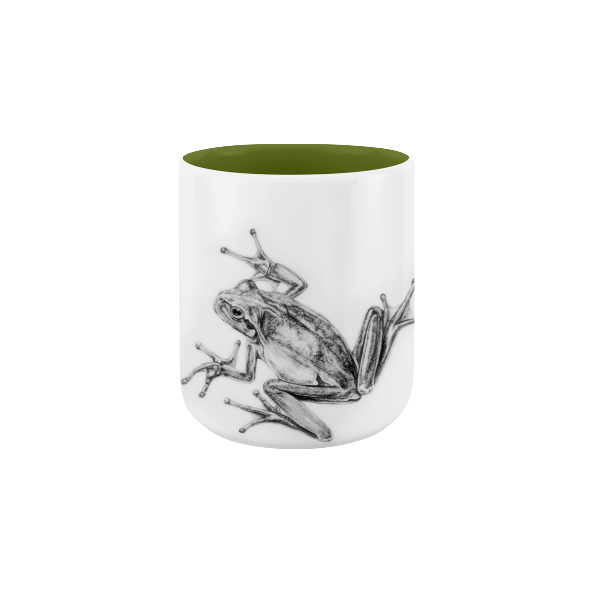 becher ohne henkel . innen farbig . frosch .