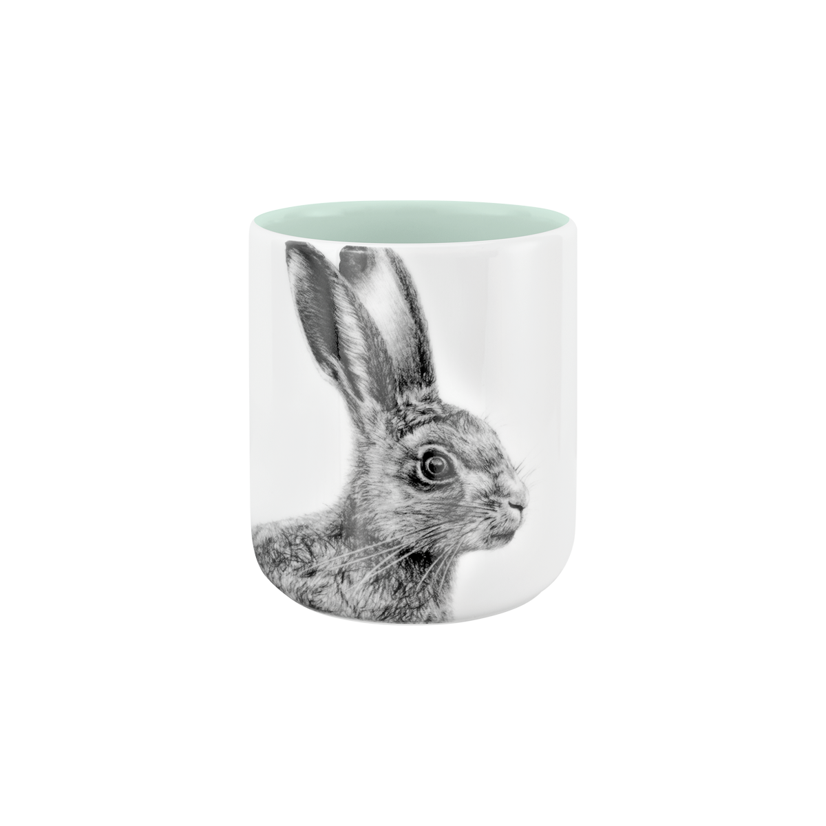 becher ohne henkel . innen farbig . hase .