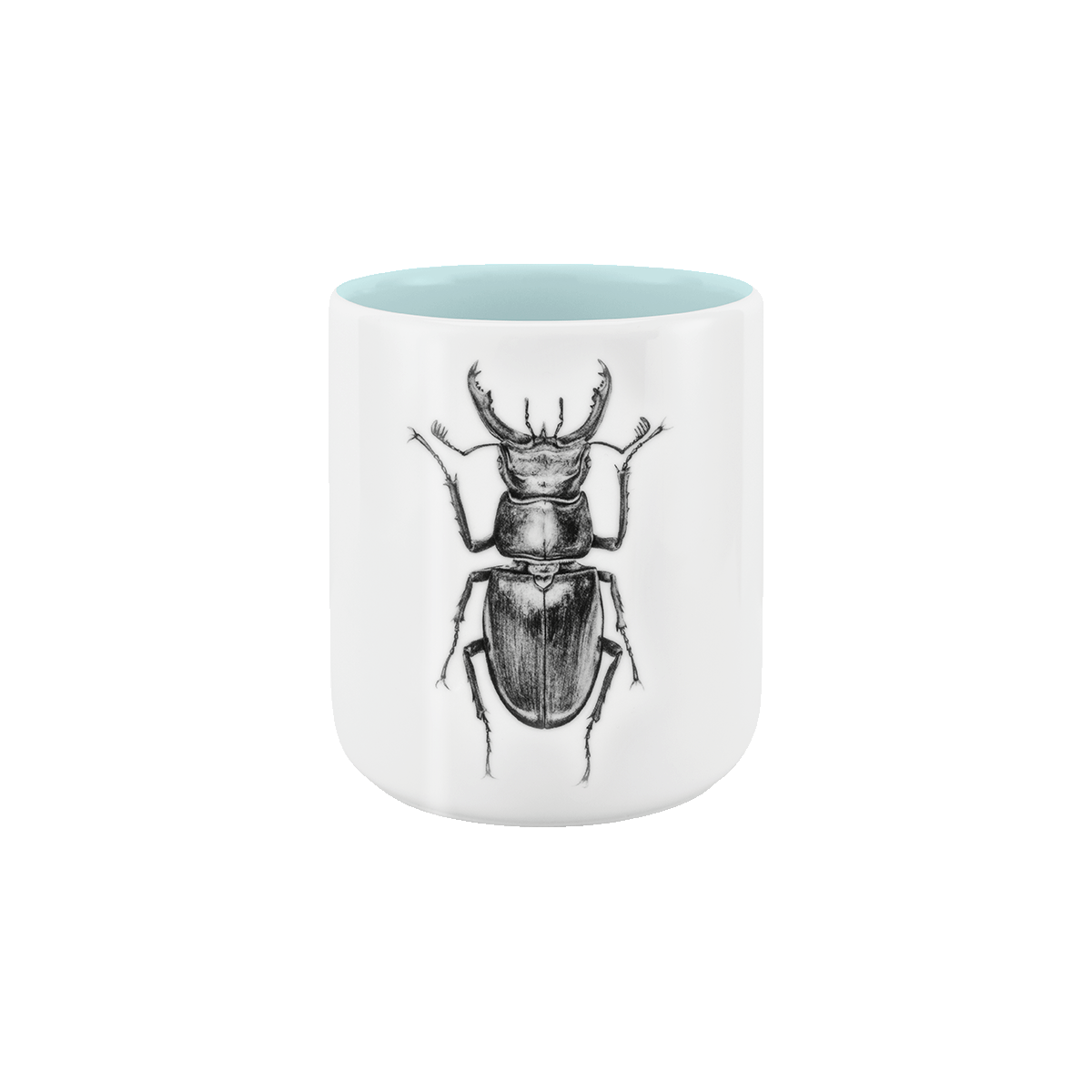 becher ohne henkel . innen farbig . hirschkäfer .