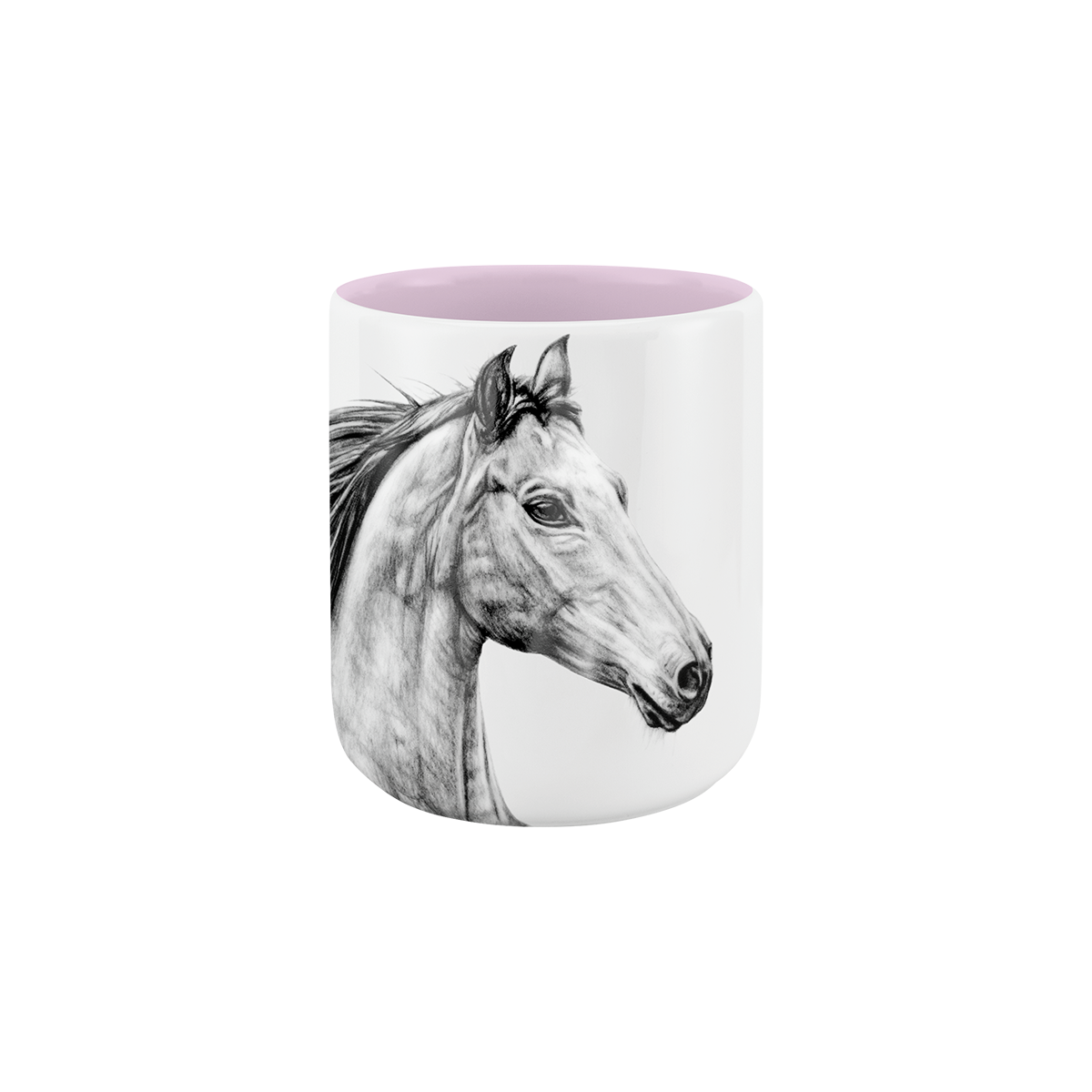 becher ohne henkel . innen farbig . pferd .
