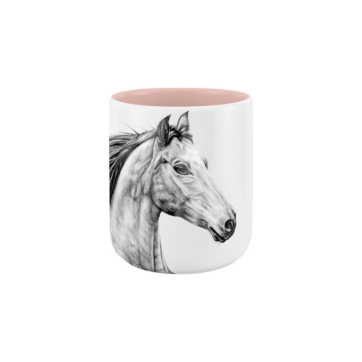 becher ohne henkel . innen farbig . pferd .