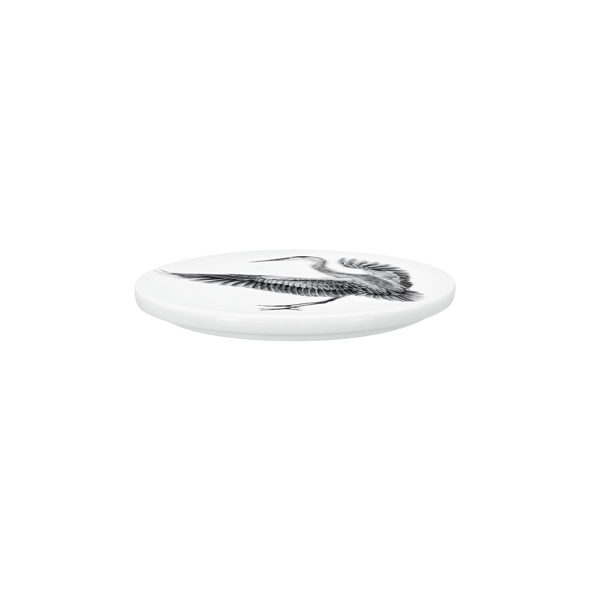 deckel 11 . untersetzer . reiher im anflug .