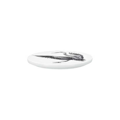 deckel 11 . untersetzer . reiher im anflug .