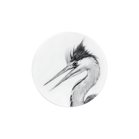 deckel 11 . untersetzer . reiher porträt .