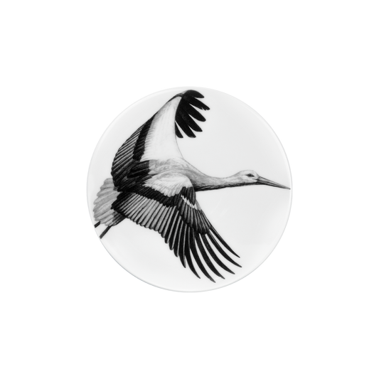 deckel 11 . untersetzer . storch im flug .