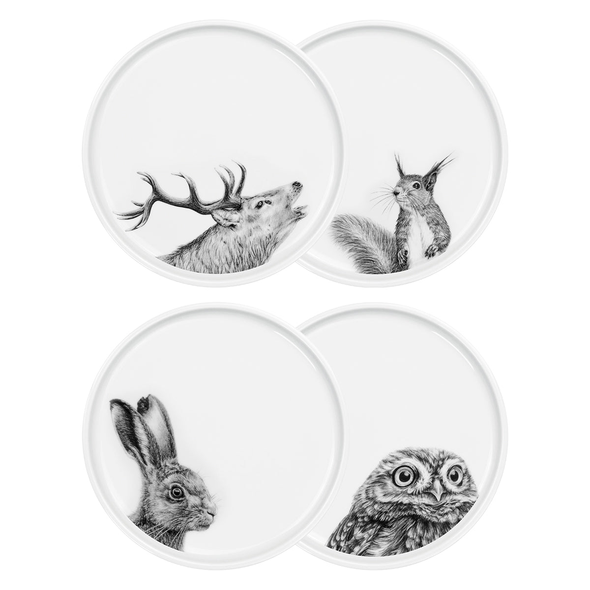 set 3 . tierisch schön . 4x teller 21 cm