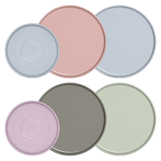 set 7 . farbe pur . 4x teller 28 cm + 2x teller 21 cm tief